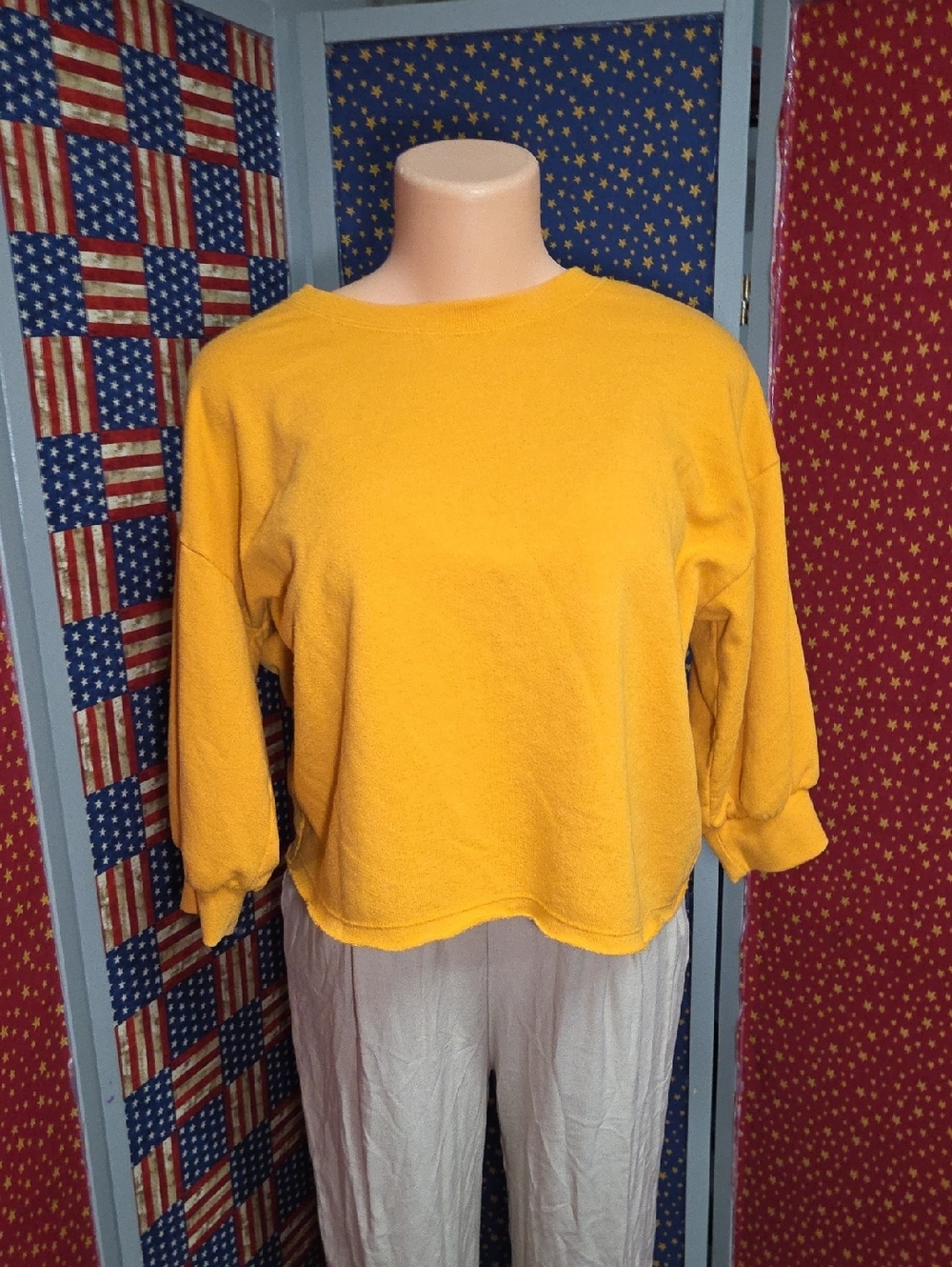 Michael Stars Golden Yellow Boxy Crewneck Sweatshirt